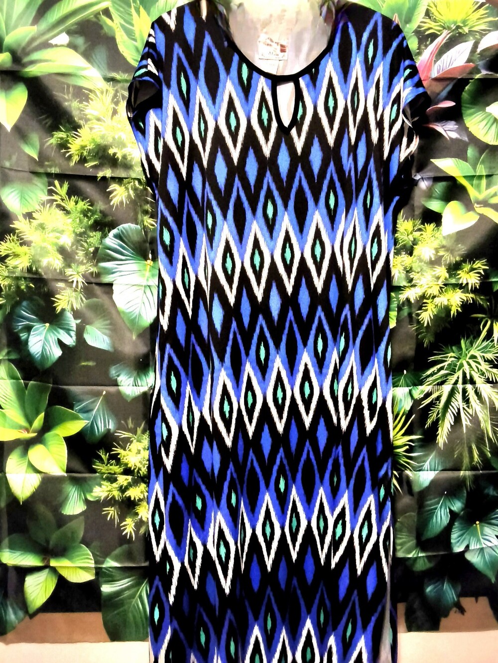 2/$30❤️ Bundle Up! Blue Geometric Print Maxi Dress - Short Sleeve